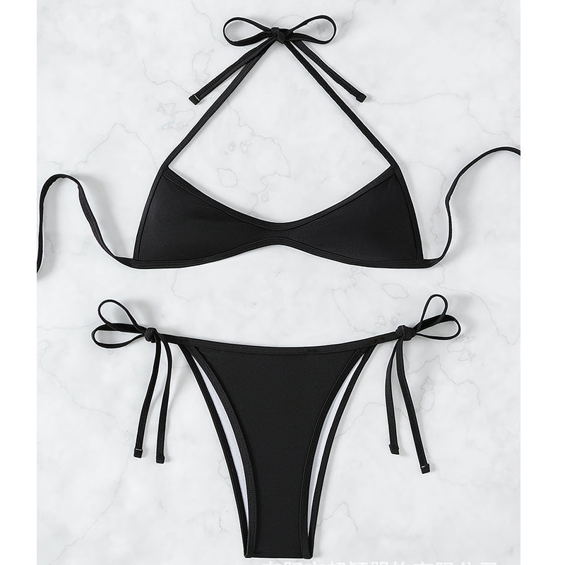 👙 50% RABATT! 🔥 Sexig Triangel Bikini Baddräkt med Snörning – Justerbar Passform, Lätt Tyg & Perfekt För En Solig Stranddag ☀️