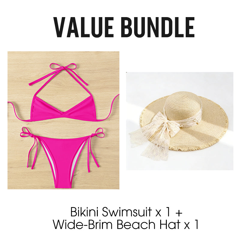 👙 50% RABATT! 🔥 Sexig Triangel Bikini Baddräkt med Snörning – Justerbar Passform, Lätt Tyg & Perfekt För En Solig Stranddag ☀️