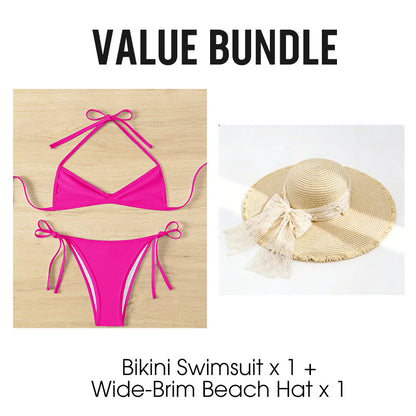 👙 50% RABATT! 🔥 Sexig Triangel Bikini Baddräkt med Snörning – Justerbar Passform, Lätt Tyg & Perfekt För En Solig Stranddag ☀️