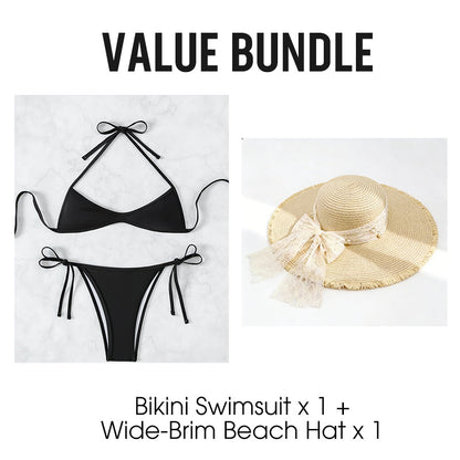 👙 50% RABATT! 🔥 Sexig Triangel Bikini Baddräkt med Snörning – Justerbar Passform, Lätt Tyg & Perfekt För En Solig Stranddag ☀️
