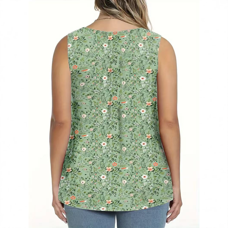 👚 50% RABATT NU! 🌸 Damtopp med Tryckt Mönster och Knappar – Andningsbart Tyg, Söt Design & Perfekt för Sommardagar ☀️