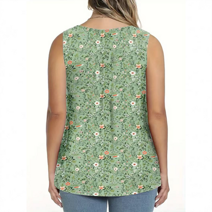 👚 50% RABATT NU! 🌸 Damtopp med Tryckt Mönster och Knappar – Andningsbart Tyg, Söt Design & Perfekt för Sommardagar ☀️