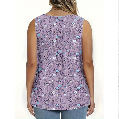 👚 50% RABATT NU! 🌸 Damtopp med Tryckt Mönster och Knappar – Andningsbart Tyg, Söt Design & Perfekt för Sommardagar ☀️