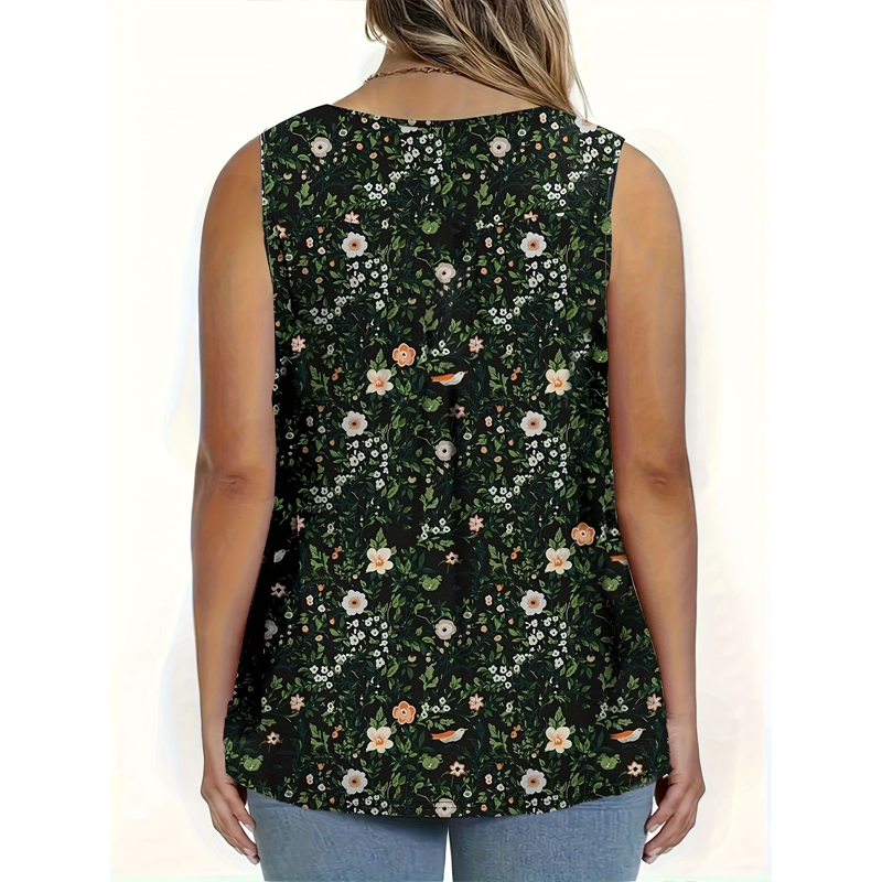 👚 50% RABATT NU! 🌸 Damtopp med Tryckt Mönster och Knappar – Andningsbart Tyg, Söt Design & Perfekt för Sommardagar ☀️
