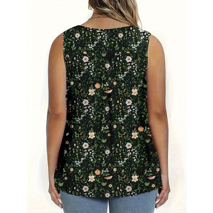 👚 50% RABATT NU! 🌸 Damtopp med Tryckt Mönster och Knappar – Andningsbart Tyg, Söt Design & Perfekt för Sommardagar ☀️
