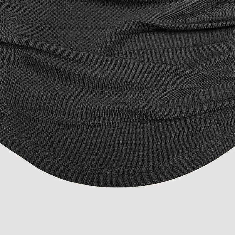 Asymmetrisk rynkad mesh-topp för dam