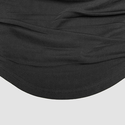 Asymmetrisk rynkad mesh-topp för dam