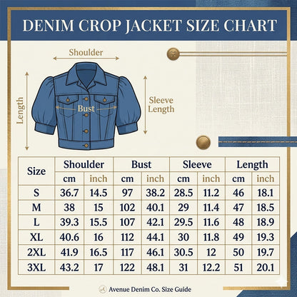 🧥 50% RABATT NU!🎀 Dam Puff Kort Ärm Croppad Denim Jacka – Vintage Detaljer & Mjuk Blandning – Smickrande Midja Snitt 🌟