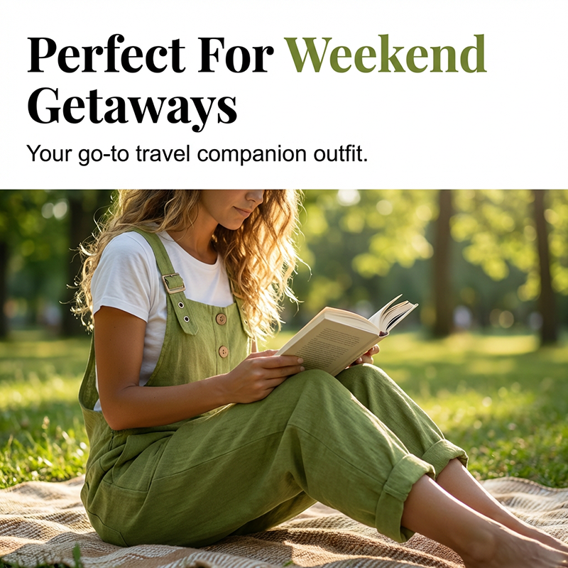 👖 50% RABATT! 🌸 Dam Lediga Hängselbyxor med Lös Passform & Knäppning Fram – Bekväm Design, Mjukt Denim & Perfekt För En Avslappnad Vardagslook ✨