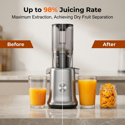 ✨🥤60% RABATT + FRI FRAKT🍎Högavkastande Kallpressjuicer – 110mm Ultrabred Matningstratt, 98% Juiceutvinning & Enkel Rengöring ⚡