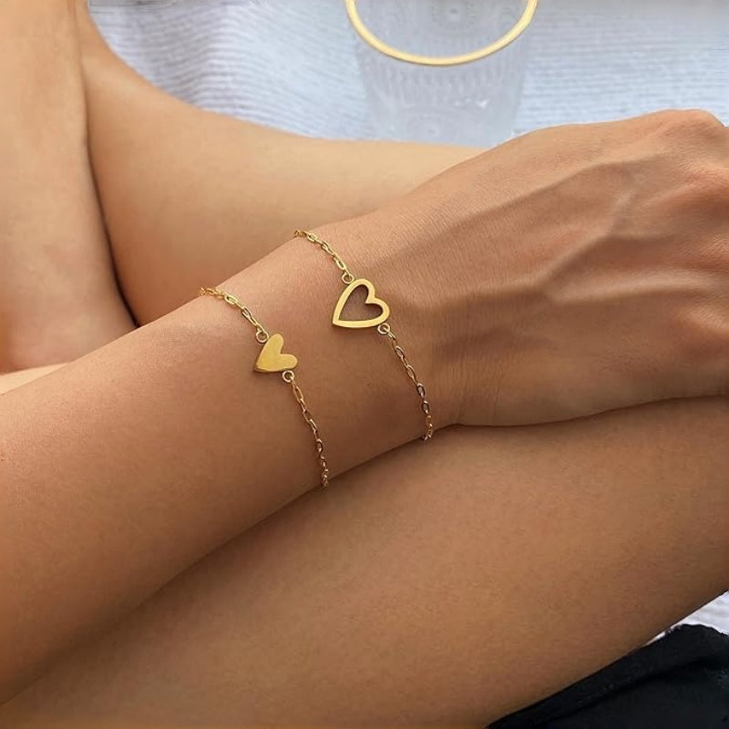 2-pack Matchande Armband med Hjärtformade Berlocker