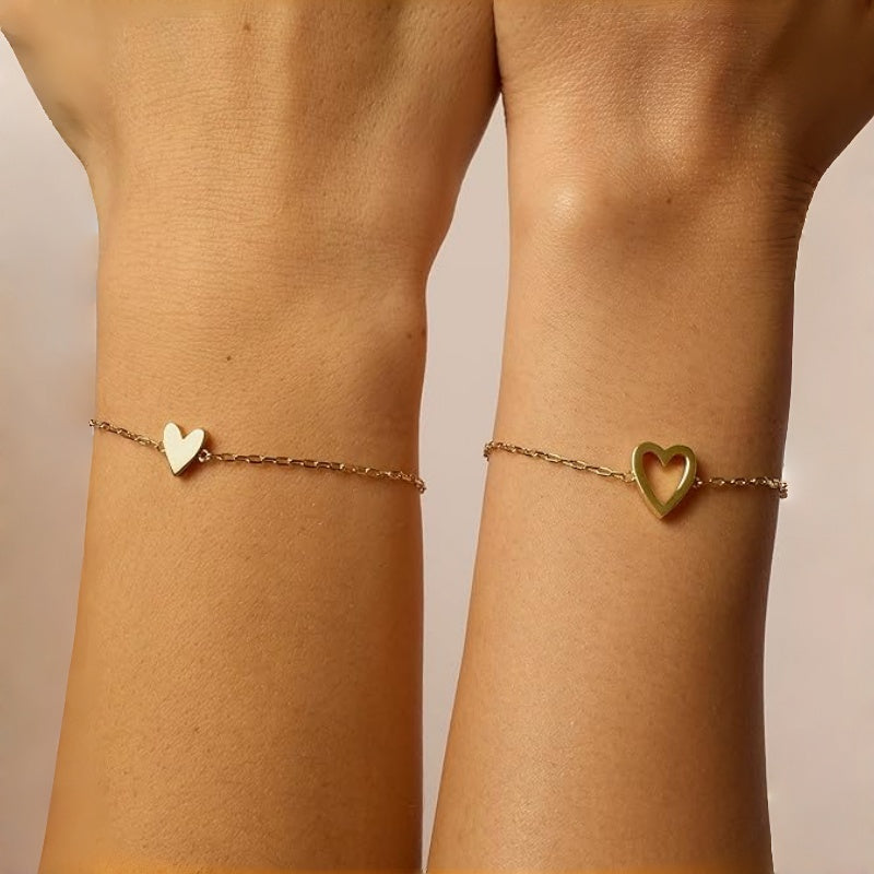 2-pack Matchande Armband med Hjärtformade Berlocker