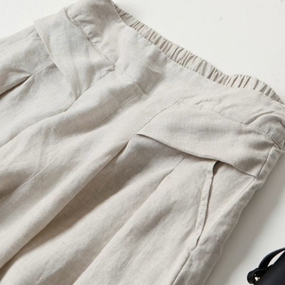 👖 60% RABATT! 🌿 Dambyxor i Bomull-Linne med Vida Ben – Lätta, Andningsbara & Perfekt För En Avslappnad Sommarlook ☀️
