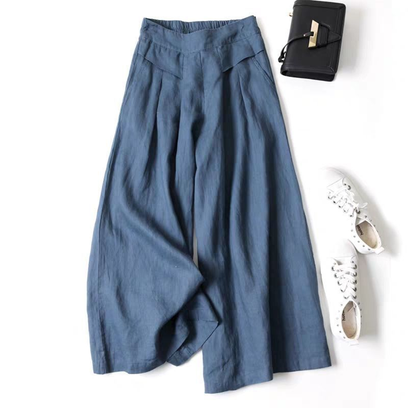 👖 60% RABATT! 🌿 Dambyxor i Bomull-Linne med Vida Ben – Lätta, Andningsbara & Perfekt För En Avslappnad Sommarlook ☀️
