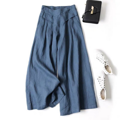 👖 60% RABATT! 🌿 Dambyxor i Bomull-Linne med Vida Ben – Lätta, Andningsbara & Perfekt För En Avslappnad Sommarlook ☀️