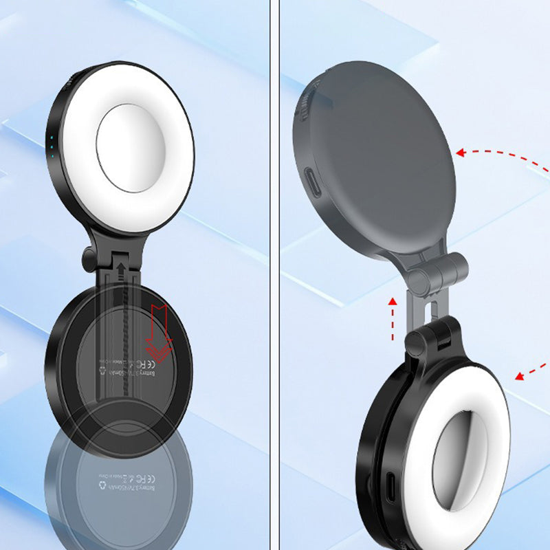 3-i-1 magnetisk selfie-lampa med inbyggd spegel