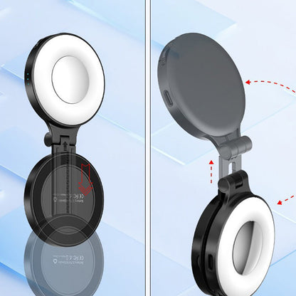 3-i-1 magnetisk selfie-lampa med inbyggd spegel