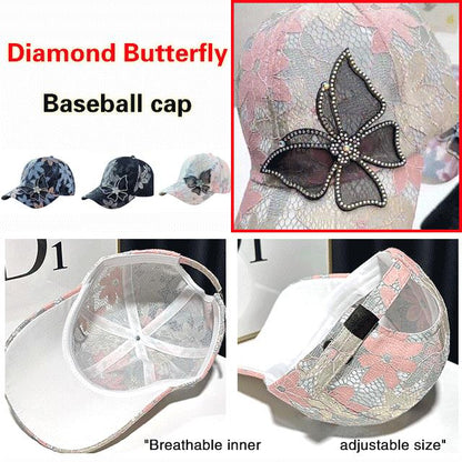 🧢50% RABATT🤩Baseballkepsar i mesh med diamant- och fjärilsmotiv
