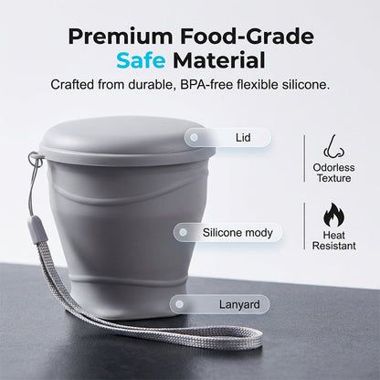 🔥Begränsat erbjudande – 50 % rabatt🔥Hopfällbar resemugg i silikon med lock