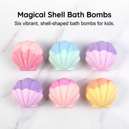 6 förpackningar Kids Shell Bath Bombs med överraskningssmycken inuti