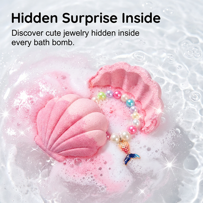 6 förpackningar Kids Shell Bath Bombs med överraskningssmycken inuti