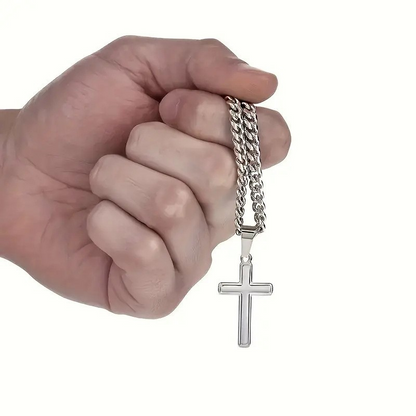 🔥 50% RABATT! 🔥✝️Herrhalsband med rostfritt stål korshänge – inklusive presentask
