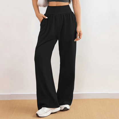 👖 50% RABATT! ❣️ Träningsbyxor för dam med hög midja och vida ben