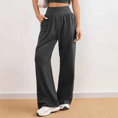 👖 50% RABATT! ❣️ Träningsbyxor för dam med hög midja och vida ben