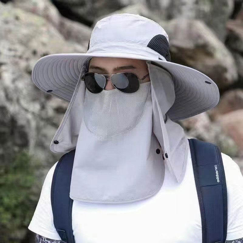 Vandringshatt med UPF 50+ – bred brätte, avtagbar ansiktsmask & ventilationshål ⛰️🧢