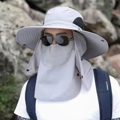 Vandringshatt med UPF 50+ – bred brätte, avtagbar ansiktsmask & ventilationshål ⛰️🧢