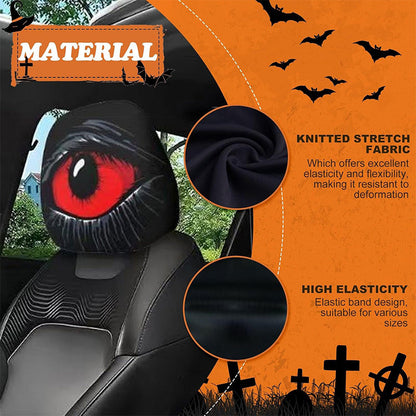 🚗 KÖP 3 FÅ 1 GRATIS! 😈 Läskigt Röda Ögon Bilnackstödsskydd – Skrämmande Design, Mjukt Tyg & Perfekt För Halloween & Bilentusiaster 👁️‍🗨️
