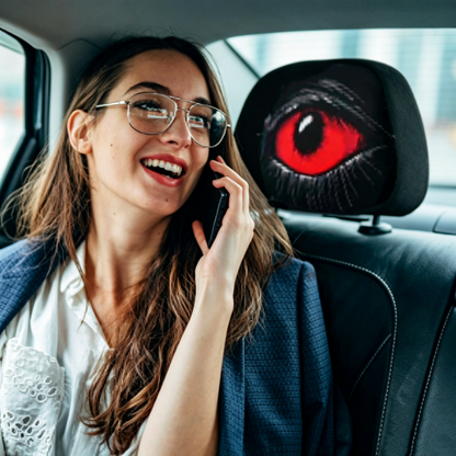 🚗 KÖP 3 FÅ 1 GRATIS! 😈 Läskigt Röda Ögon Bilnackstödsskydd – Skrämmande Design, Mjukt Tyg & Perfekt För Halloween & Bilentusiaster 👁️‍🗨️