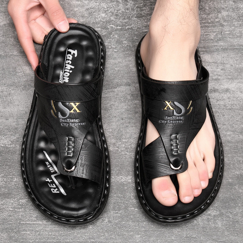 👞  50% rabatt!   🌿  Andningsaktiva utomhussandaler i mjukt läder i överstora för herrar – bekväm passform, glidfäst såla och perfekt för långa promenader 🚶‍♂️