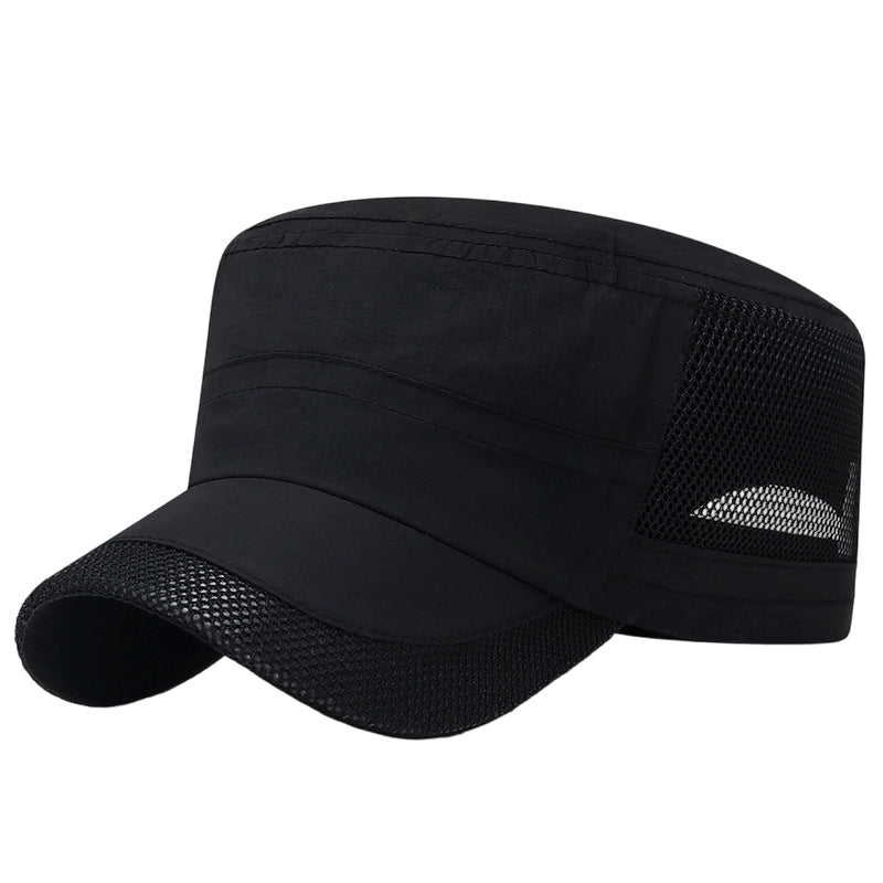 Utomhuskeps med nätpaneler och platt topp
