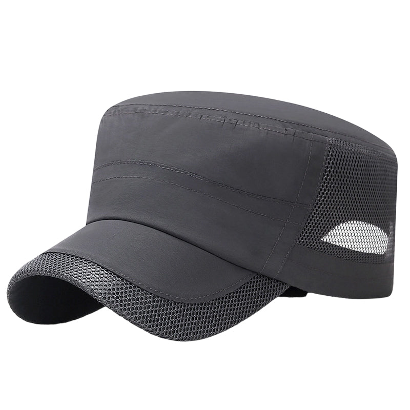 Utomhuskeps med nätpaneler och platt topp