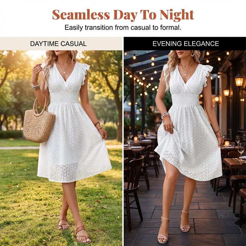 👗 50% RABATT! 🎀 Premium Sommarklänning med Volangärmar – Elegant Design, Lätt Tyg & Perfekt För En Romantisk Stil På Varma Dagar ☀️