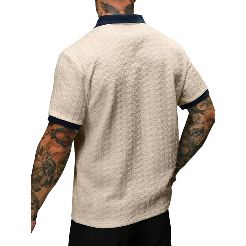 👕 50% RABATT! 🌞 Herr Fritidstopp med Strukturmönster – Kortärmad, Bekväm & Andningsbar, Perfekt För Vardag & Lätt Sommarklädsel 🏠