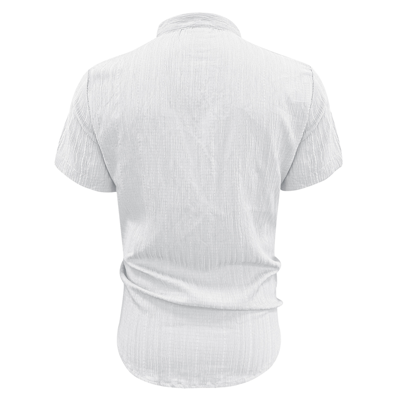👕 50% RABATT! ☀️ Somrig kortärmad herrskjorta med ståkrage – Bekväm, andningsbar & perfekt för varma sommardagar 🔥