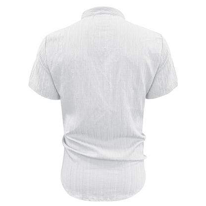 👕 50% RABATT! ☀️ Somrig kortärmad herrskjorta med ståkrage – Bekväm, andningsbar & perfekt för varma sommardagar 🔥