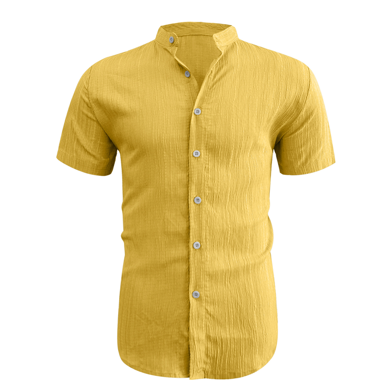 👕 50% RABATT! ☀️ Somrig kortärmad herrskjorta med ståkrage – Bekväm, andningsbar & perfekt för varma sommardagar 🔥