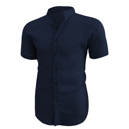 👕 50% RABATT! ☀️ Somrig kortärmad herrskjorta med ståkrage – Bekväm, andningsbar & perfekt för varma sommardagar 🔥