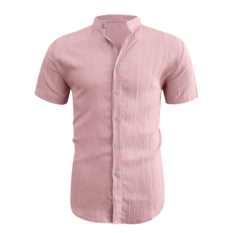 👕 50% RABATT! ☀️ Somrig kortärmad herrskjorta med ståkrage – Bekväm, andningsbar & perfekt för varma sommardagar 🔥