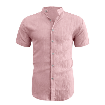👕 50% RABATT! ☀️ Somrig kortärmad herrskjorta med ståkrage – Bekväm, andningsbar & perfekt för varma sommardagar 🔥