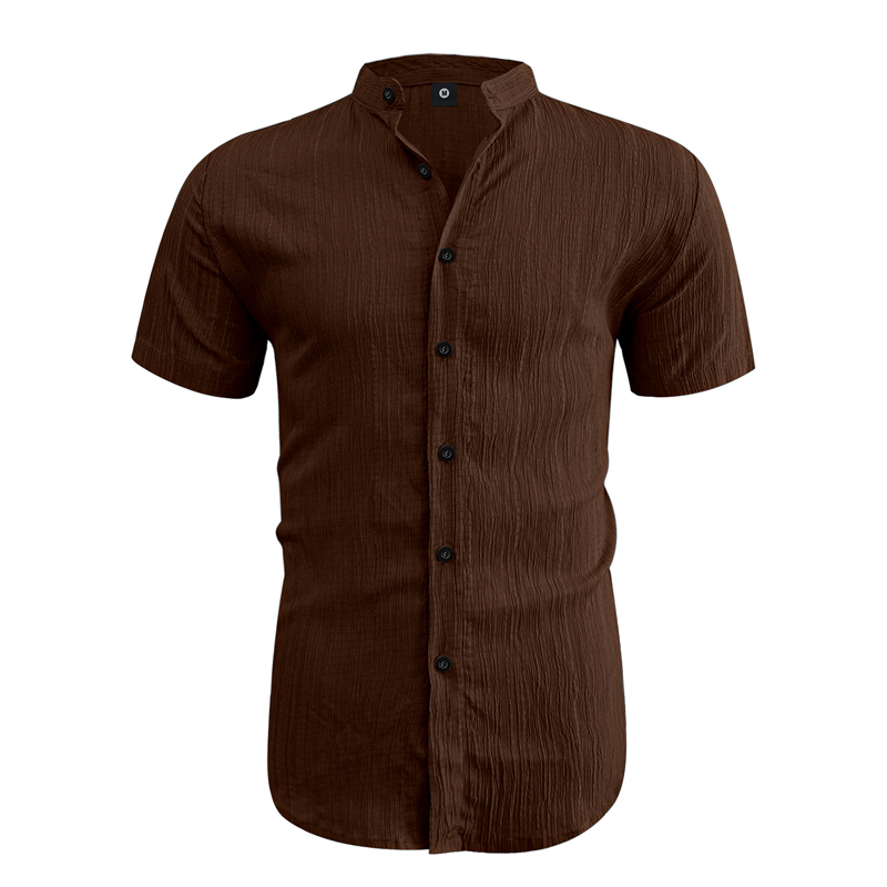 👕 50% RABATT! ☀️ Somrig kortärmad herrskjorta med ståkrage – Bekväm, andningsbar & perfekt för varma sommardagar 🔥