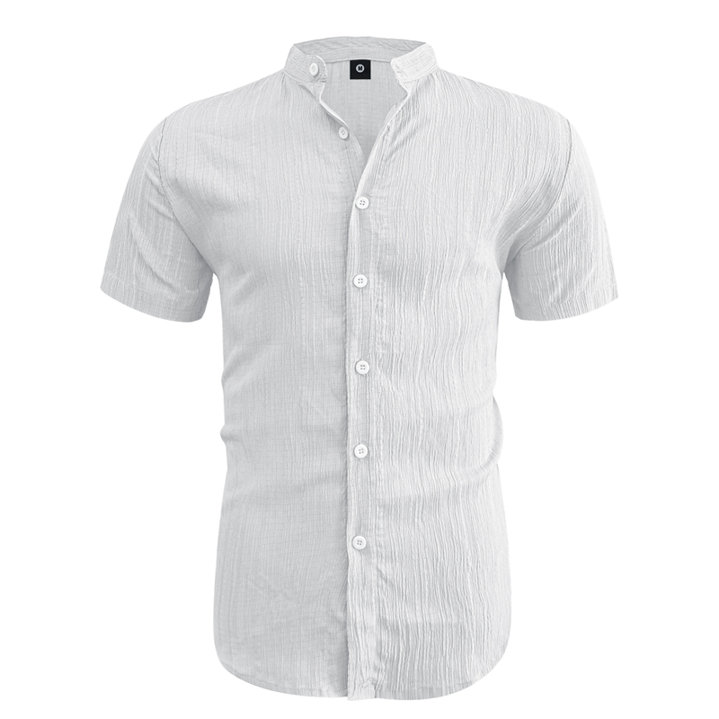 👕 50% RABATT! ☀️ Somrig kortärmad herrskjorta med ståkrage – Bekväm, andningsbar & perfekt för varma sommardagar 🔥