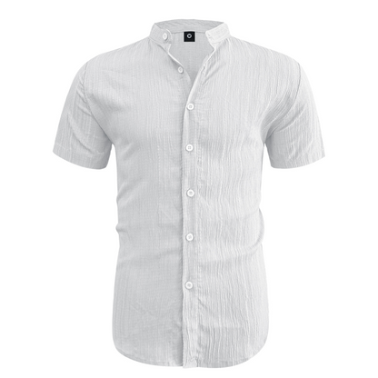 👕 50% RABATT! ☀️ Somrig kortärmad herrskjorta med ståkrage – Bekväm, andningsbar & perfekt för varma sommardagar 🔥