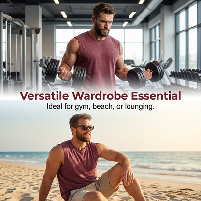 👕 50% RABATT! 🔥 Herr Vintage-tvättad Ärmlös Linne – Andningsbar, Lätt & Perfekt För En Ledig Sommarlook Eller Gymträning 💪