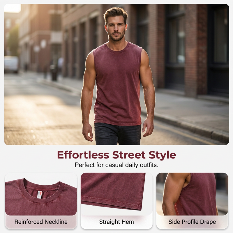 👕 50% RABATT! 🔥 Herr Vintage-tvättad Ärmlös Linne – Andningsbar, Lätt & Perfekt För En Ledig Sommarlook Eller Gymträning 💪