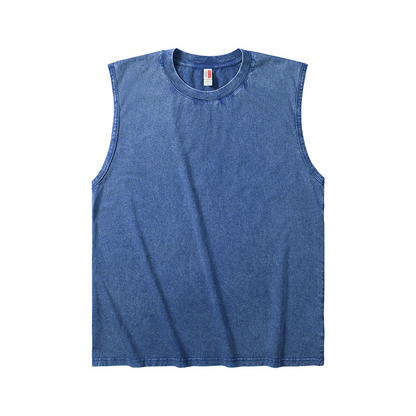 👕 50% RABATT! 🔥 Herr Vintage-tvättad Ärmlös Linne – Andningsbar, Lätt & Perfekt För En Ledig Sommarlook Eller Gymträning 💪
