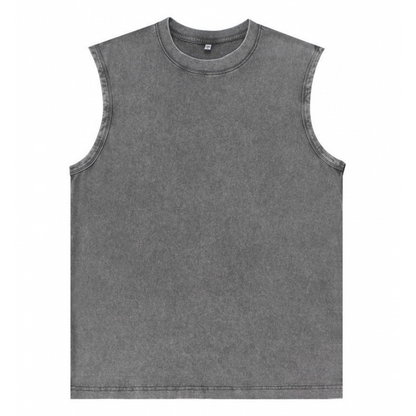 👕 50% RABATT! 🔥 Herr Vintage-tvättad Ärmlös Linne – Andningsbar, Lätt & Perfekt För En Ledig Sommarlook Eller Gymträning 💪